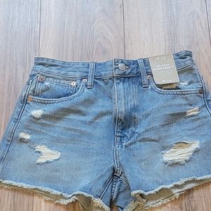 NWT Madewell 24 Relaxed Denim Shorts Distressed  Light Wash Western rodeo